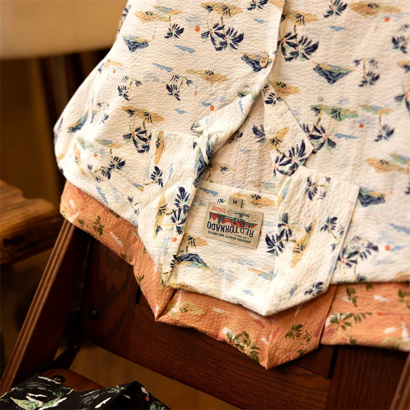 Seersucker Aloha Cuban Shirt