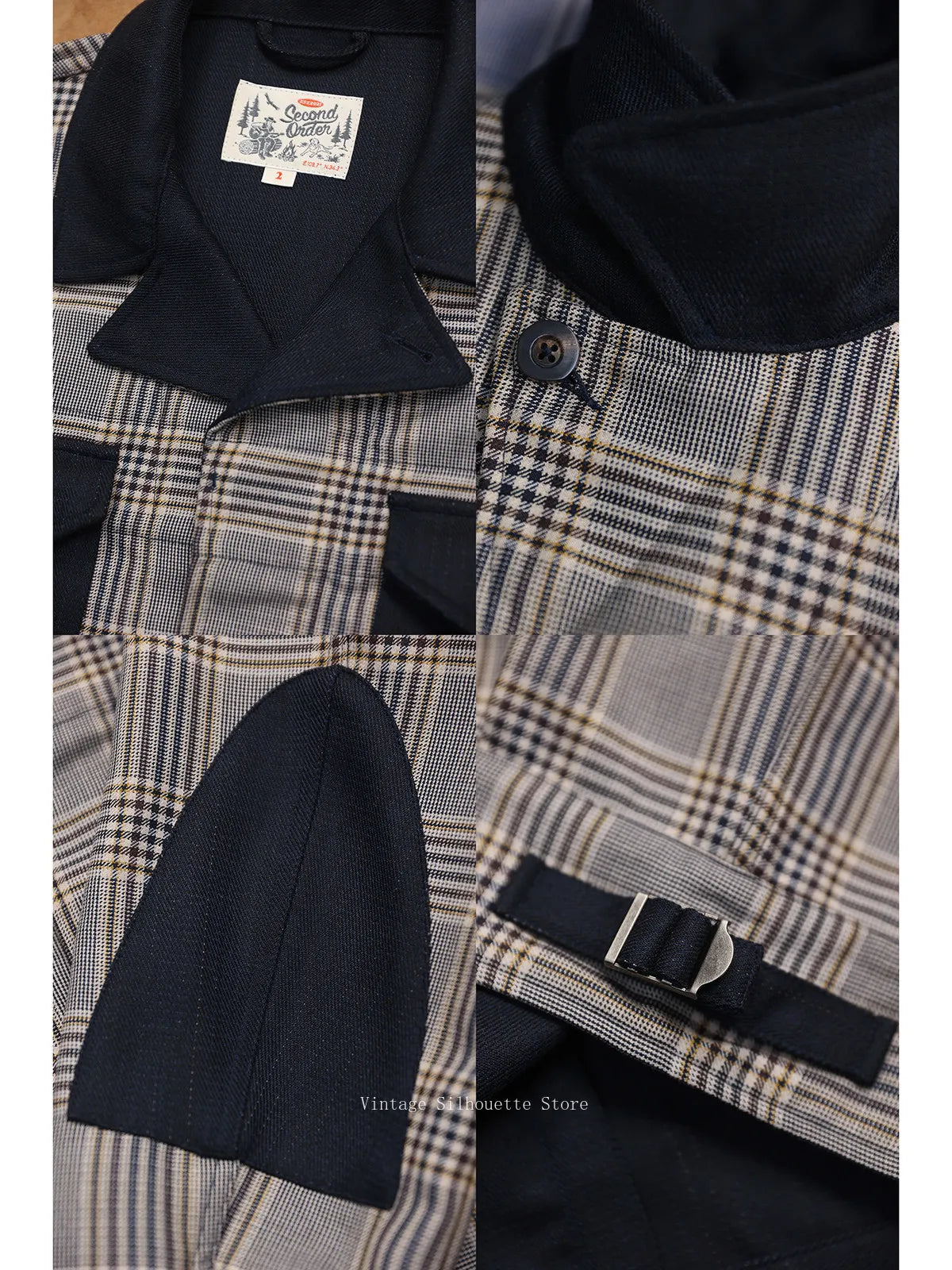 Plaid Cropped Wool Work Jacket