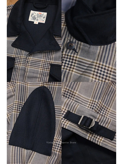 Plaid Cropped Wool Work Jacket