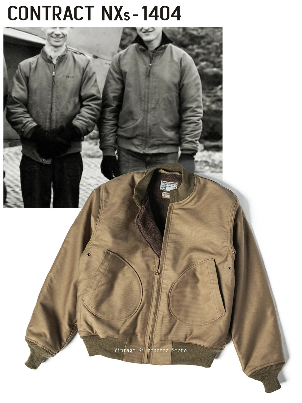 Khaki Wool Lined Deck Jacket