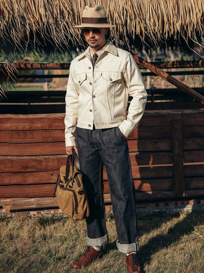 White Selvedge Trucker Jacket