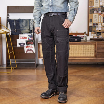 Black Herringbone Work Overalls