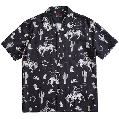 Black Cowboy Print Hawaiian Shirt