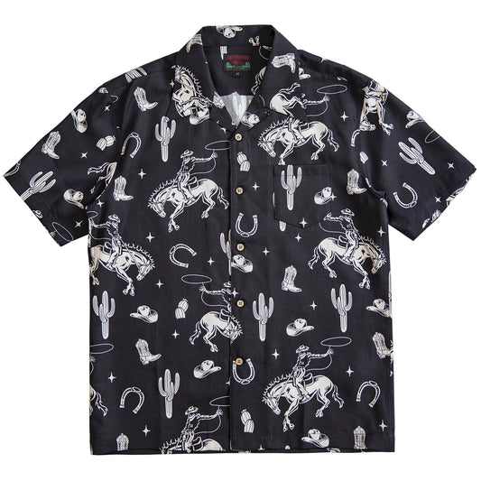 Black Cowboy Print Hawaiian Shirt