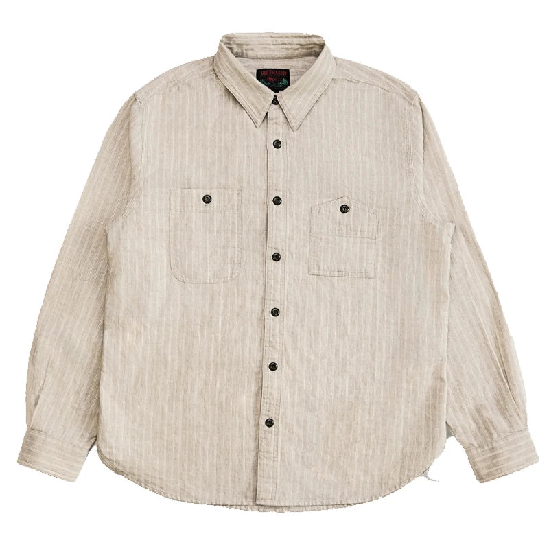 Cotton Linen Stripe Work Shirt