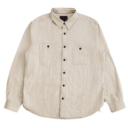 Cotton Linen Stripe Work Shirt