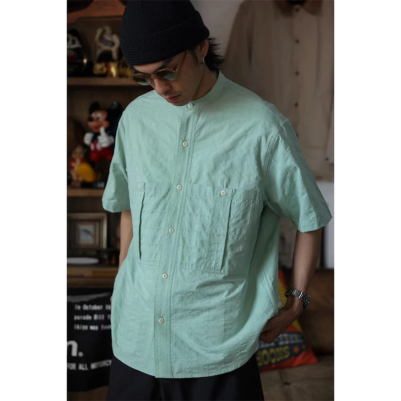 Band Collar Work Shirt