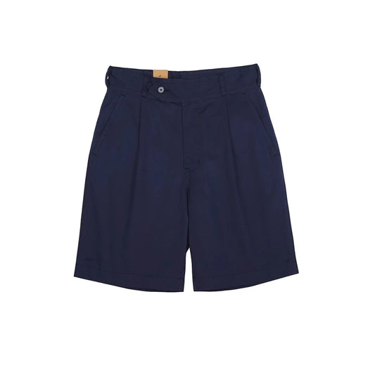 Navy Pleated Chino Shorts