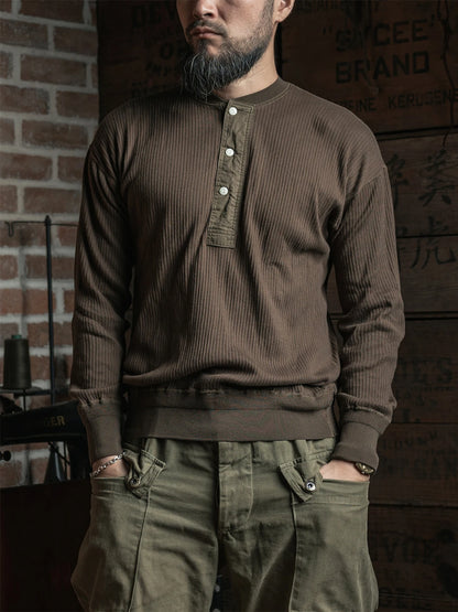 Ribbed Long Sleeve Henley