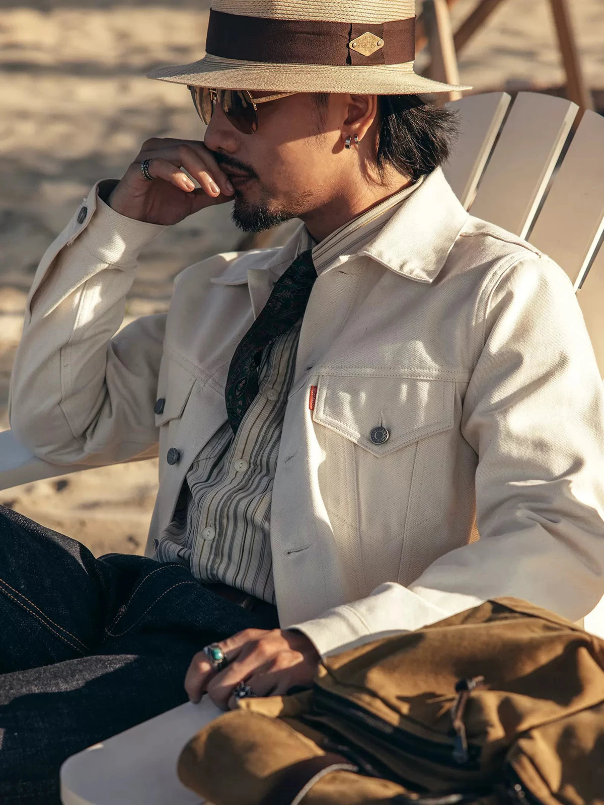 White Selvedge Trucker Jacket