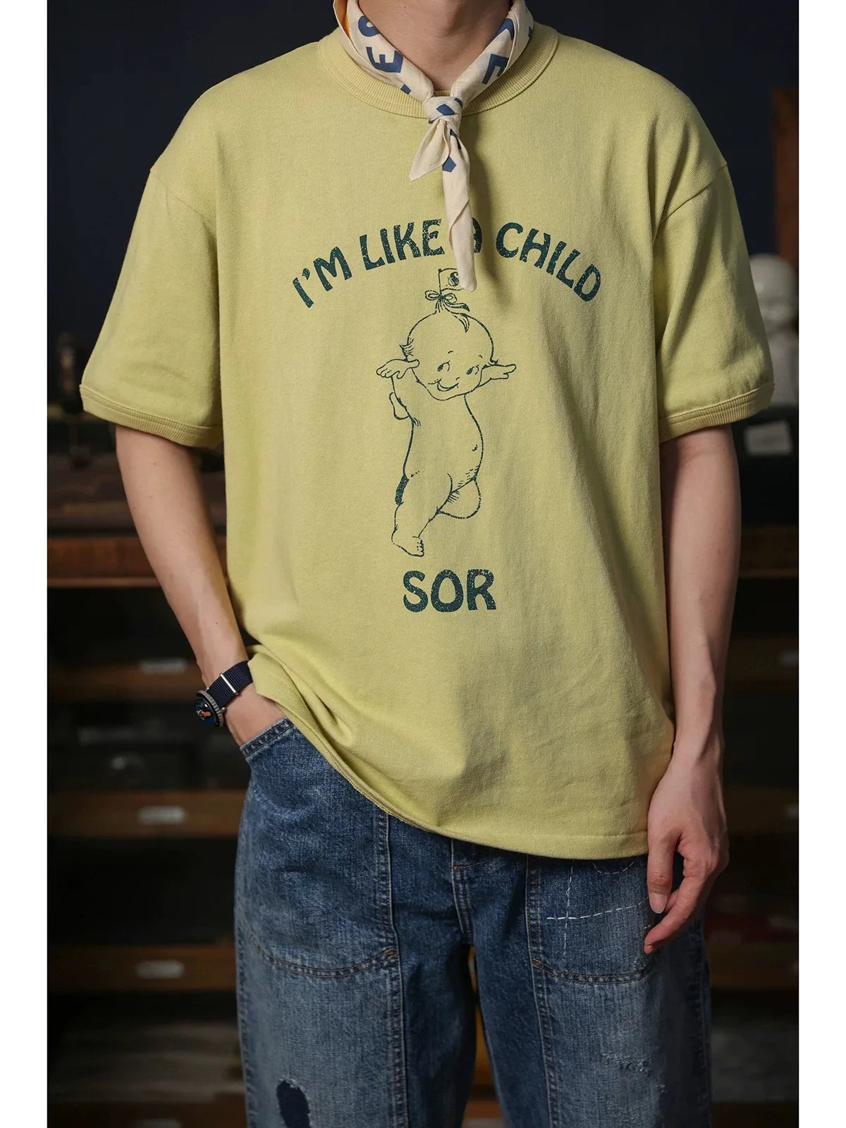 Yellow Cartoon Graphic Tee