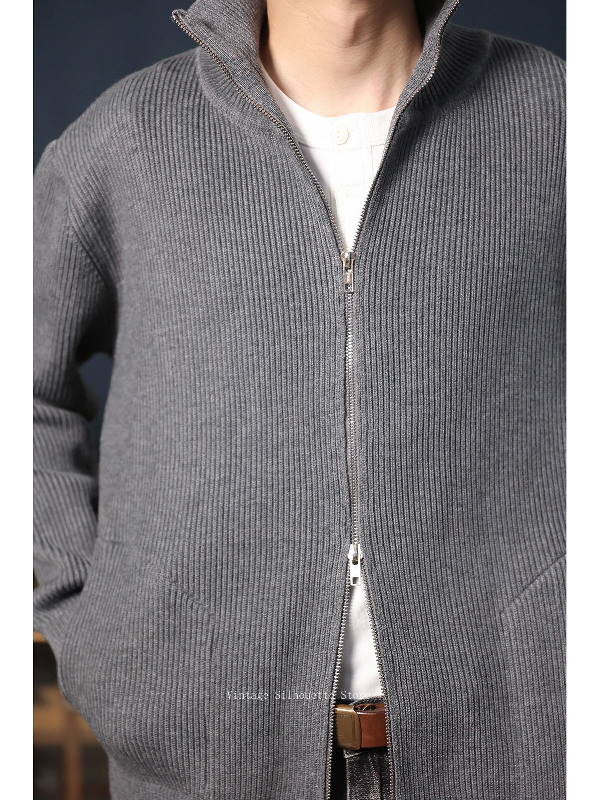 Zip Wool Blend Cardigan