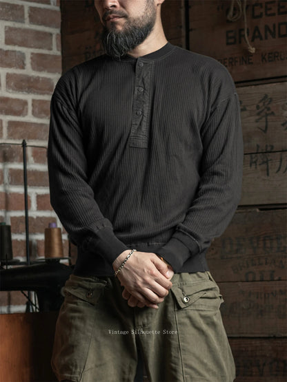 Ribbed Long Sleeve Henley