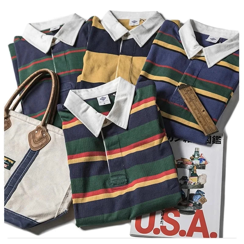 Striped Long Sleeve Polo Shirt