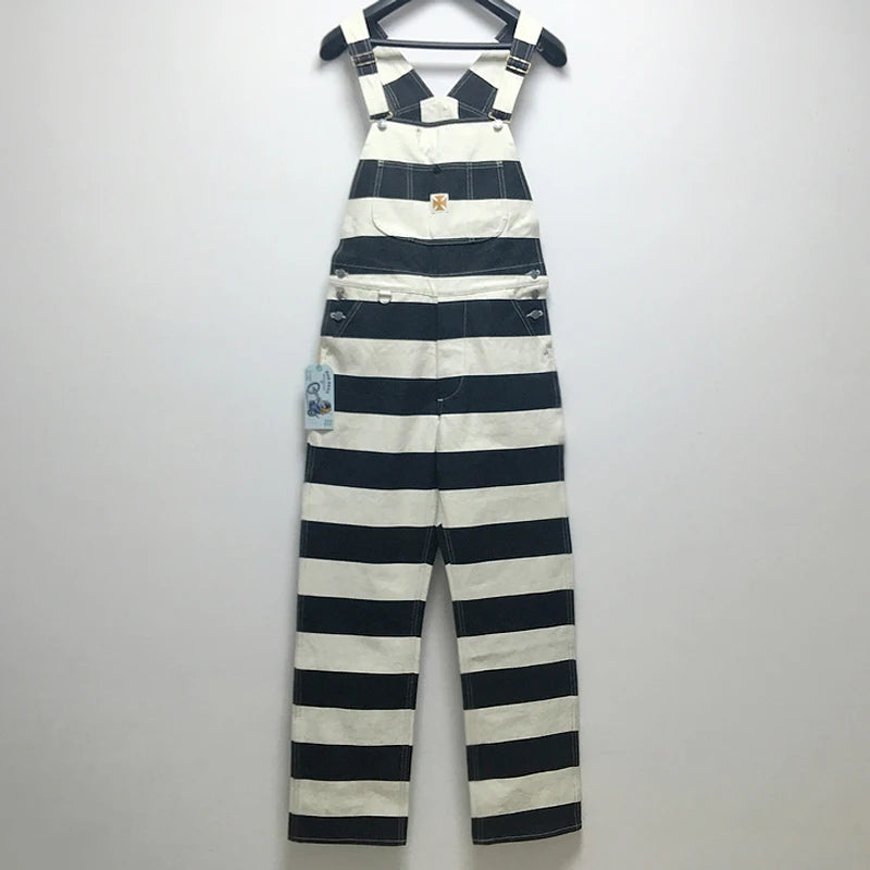 Prison Stripe Canvas Overalls