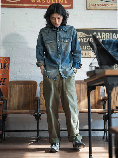 Washed Denim Western Shirt
