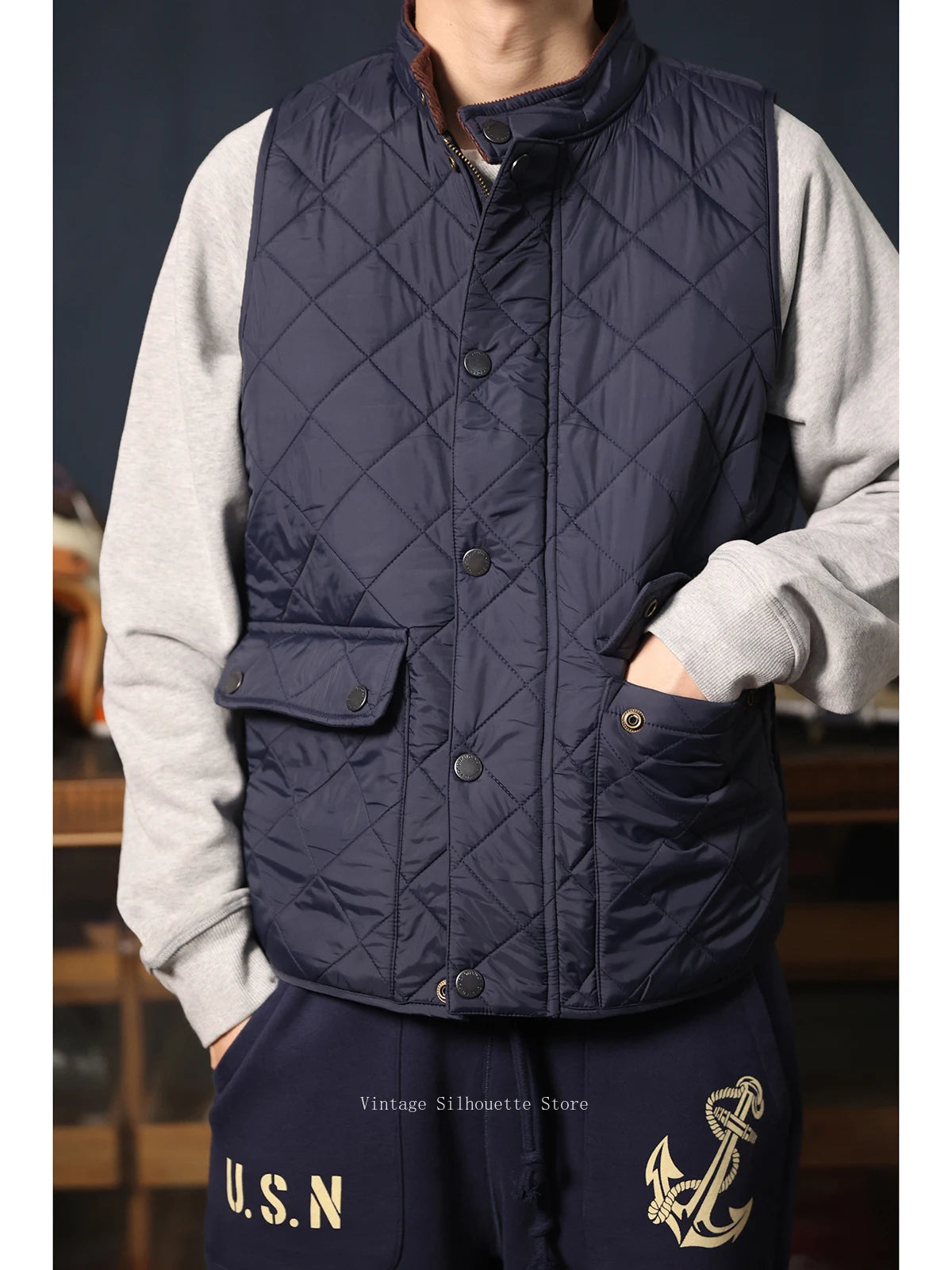 Stand Collar Quilted Vest