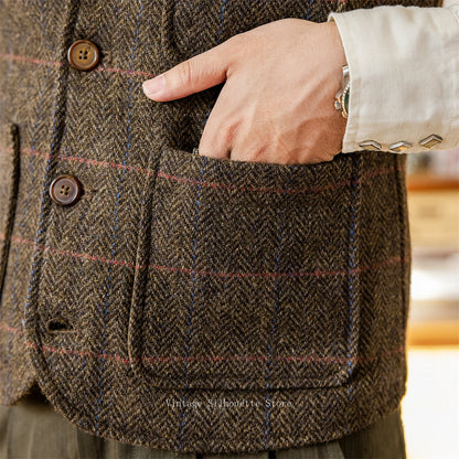 Plaid Wool Tweed Vest