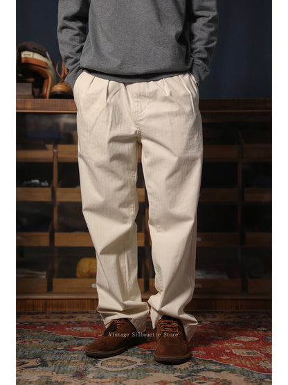 Herringbone Pleated Chino Pants