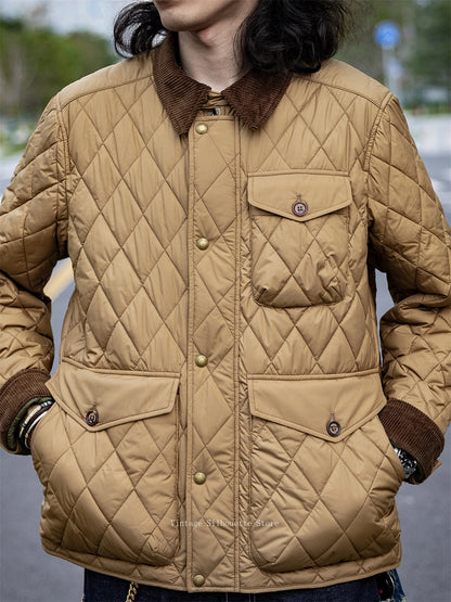Khaki Quilted Utility Jacket
