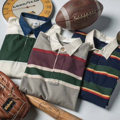 Striped Button Down Polo Shirt
