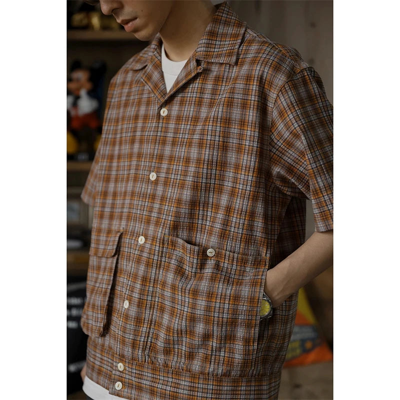 Plaid Open Collar Shirt