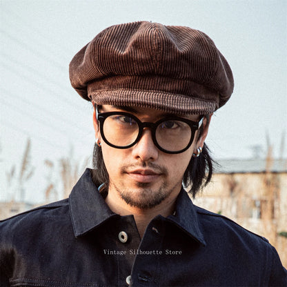 Brown Corduroy Newsboy Cap
