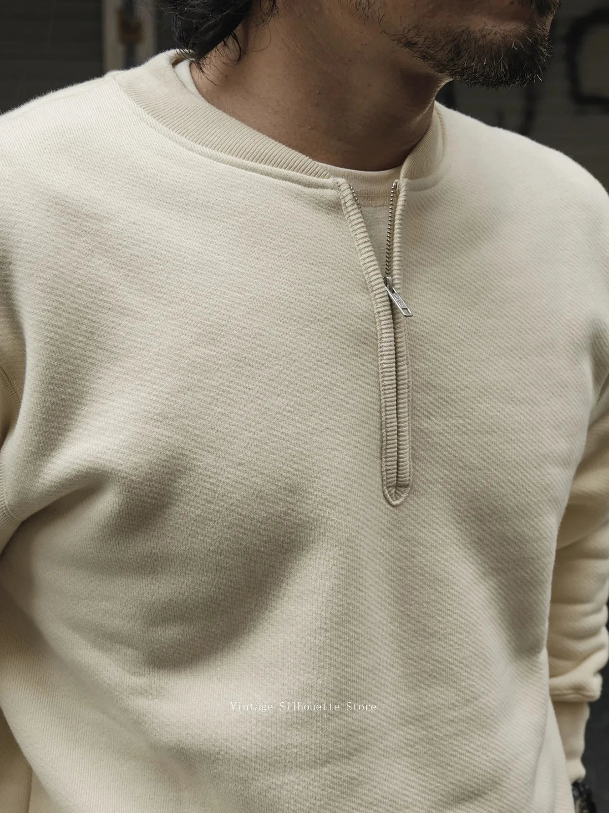 Quarter Zip Cotton Sweatshirt
