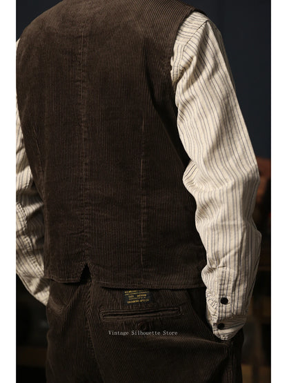 Corduroy Round Neck Vest