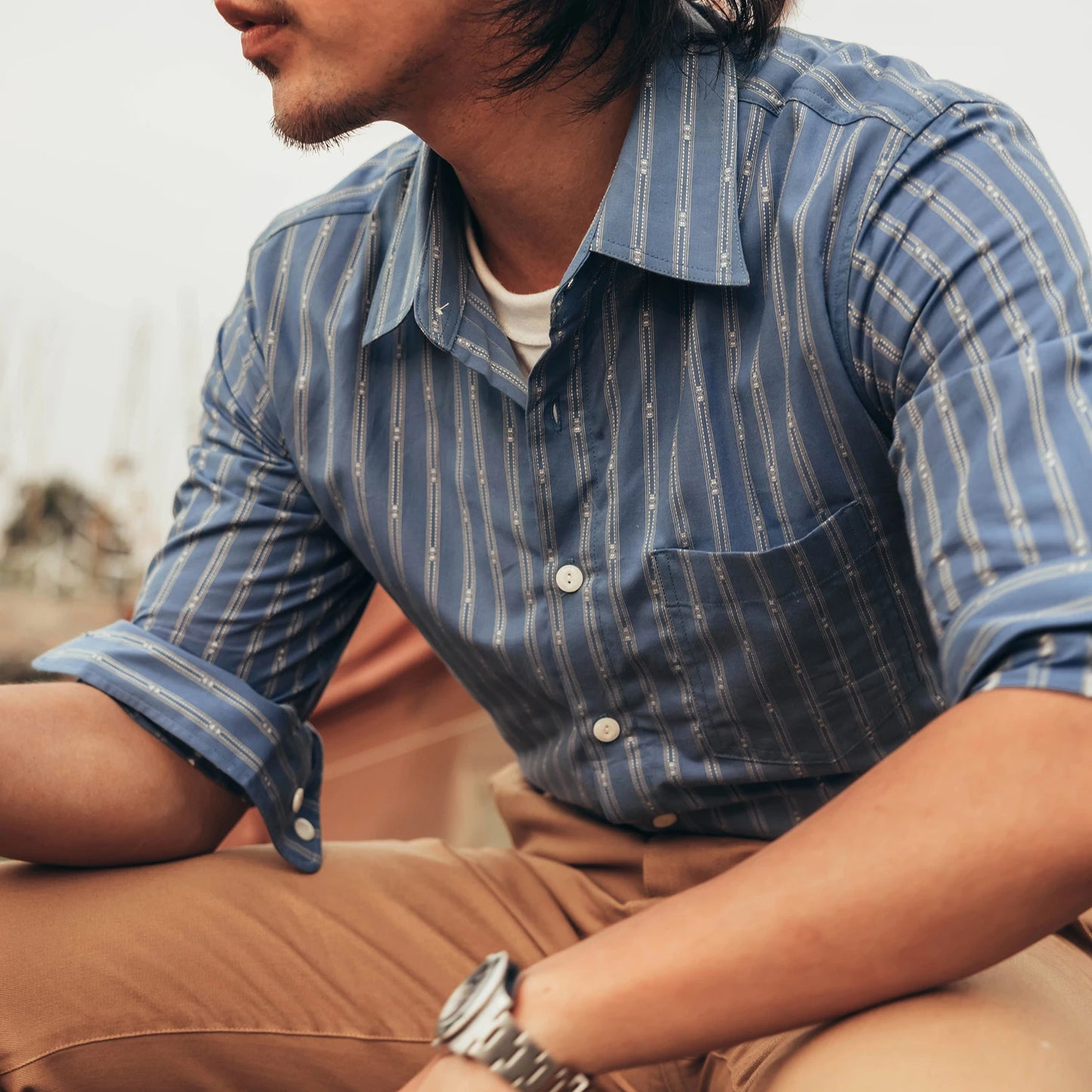 Jacquard Stripe Long Sleeve Shirt
