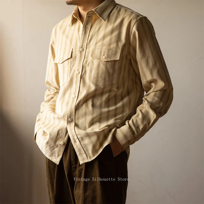 Beige Corduroy Stripe Shirt