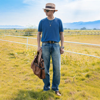 Indigo Sashiko Knit Tee