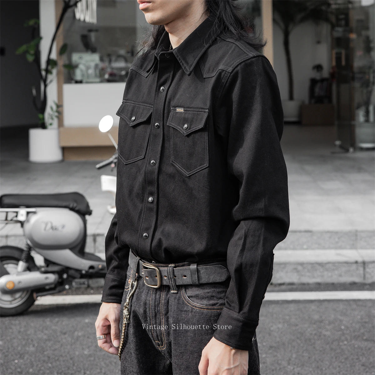 Black Denim Western Shirt