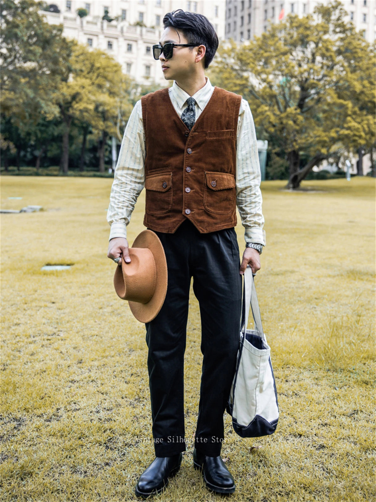 Corduroy V Neck Vest