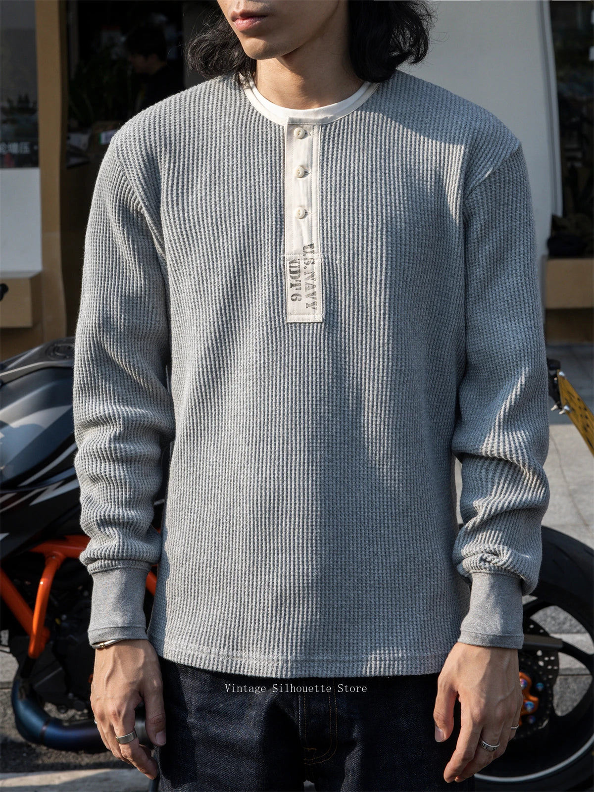 Waffle Long Sleeve Henley