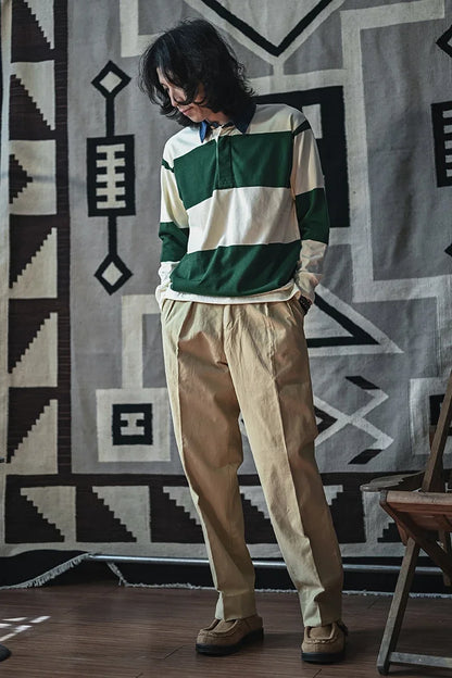 Striped Button Down Polo Shirt