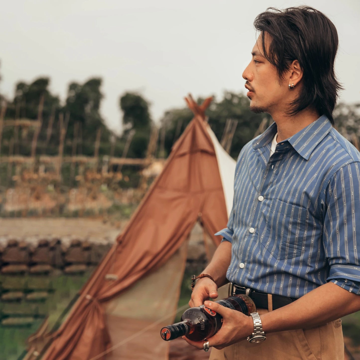 Jacquard Stripe Long Sleeve Shirt