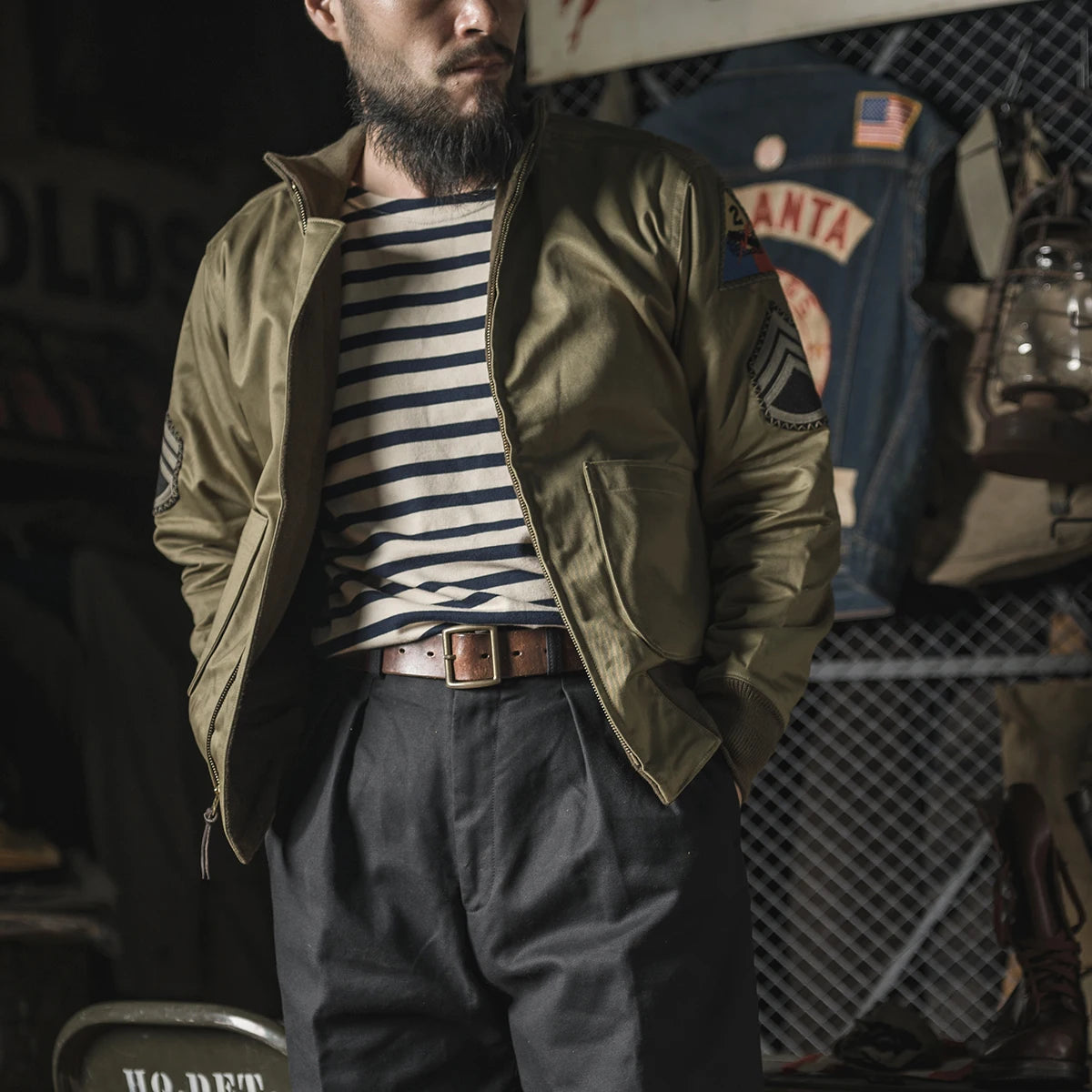 Patched Wool Lined Tanker Jacket