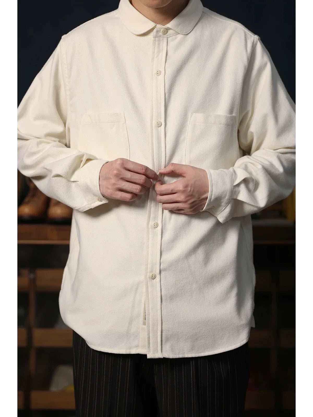 Detachable Collar Work Shirt