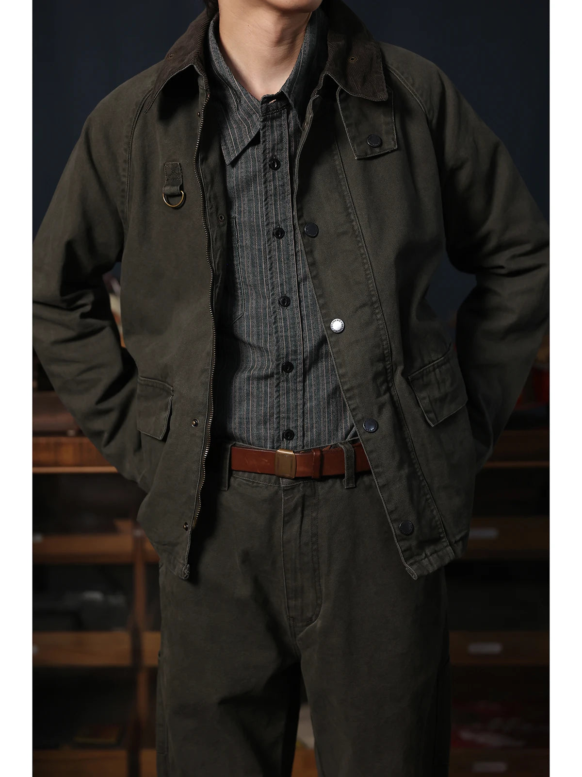 Corduroy Collar Safari Jacket
