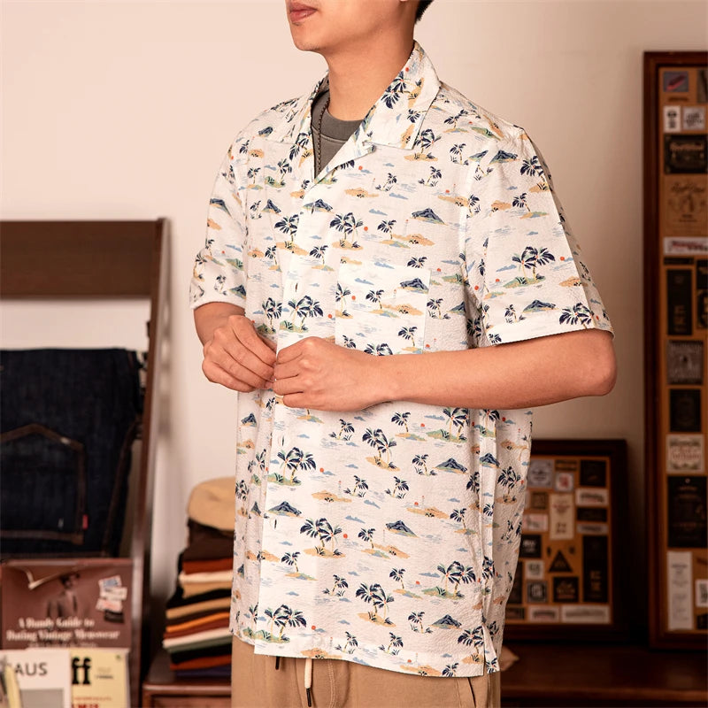 Seersucker Aloha Cuban Shirt