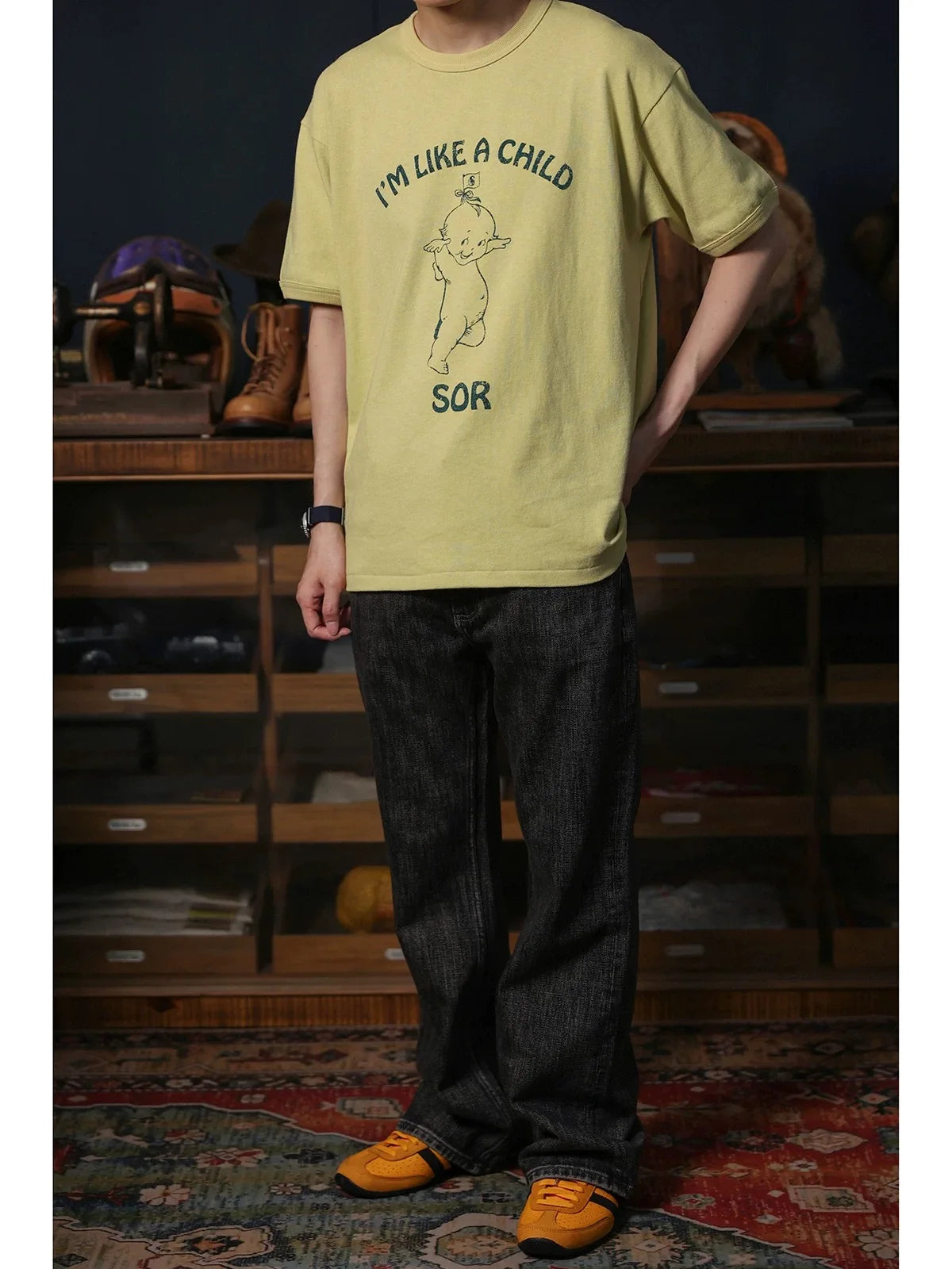 Yellow Cartoon Graphic Tee