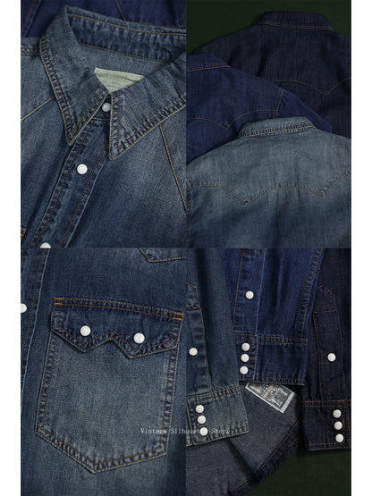Slub Denim Western Shirt