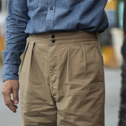 Cotton Twill Pleated Chinos