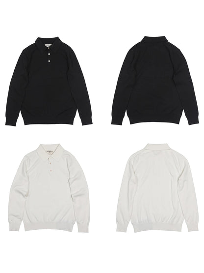 Cotton Long Sleeve Knit Polo