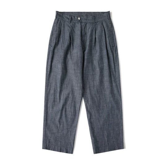 Chambray Pleated Loose Trousers