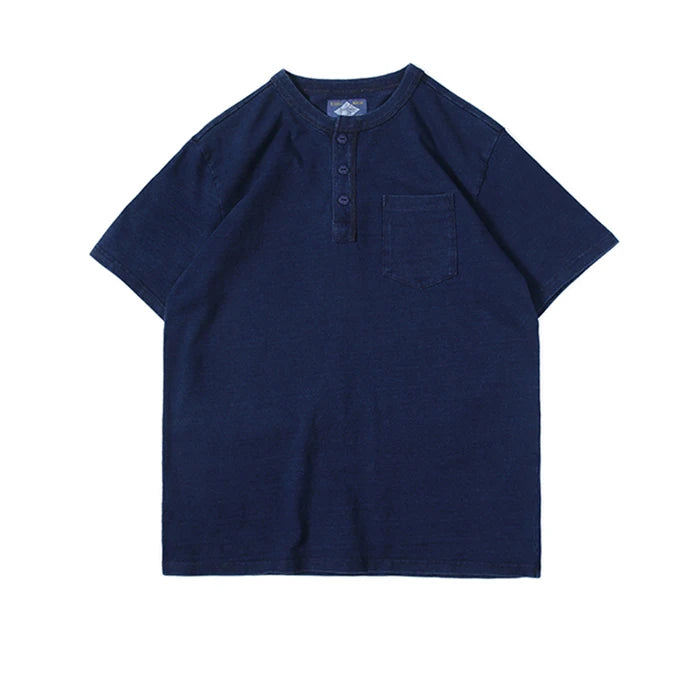 Indigo Dyed Henley Tee