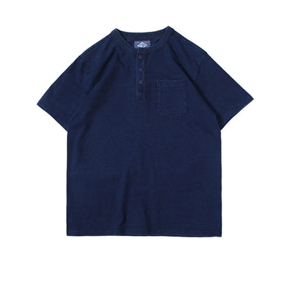 Indigo Dyed Henley Tee