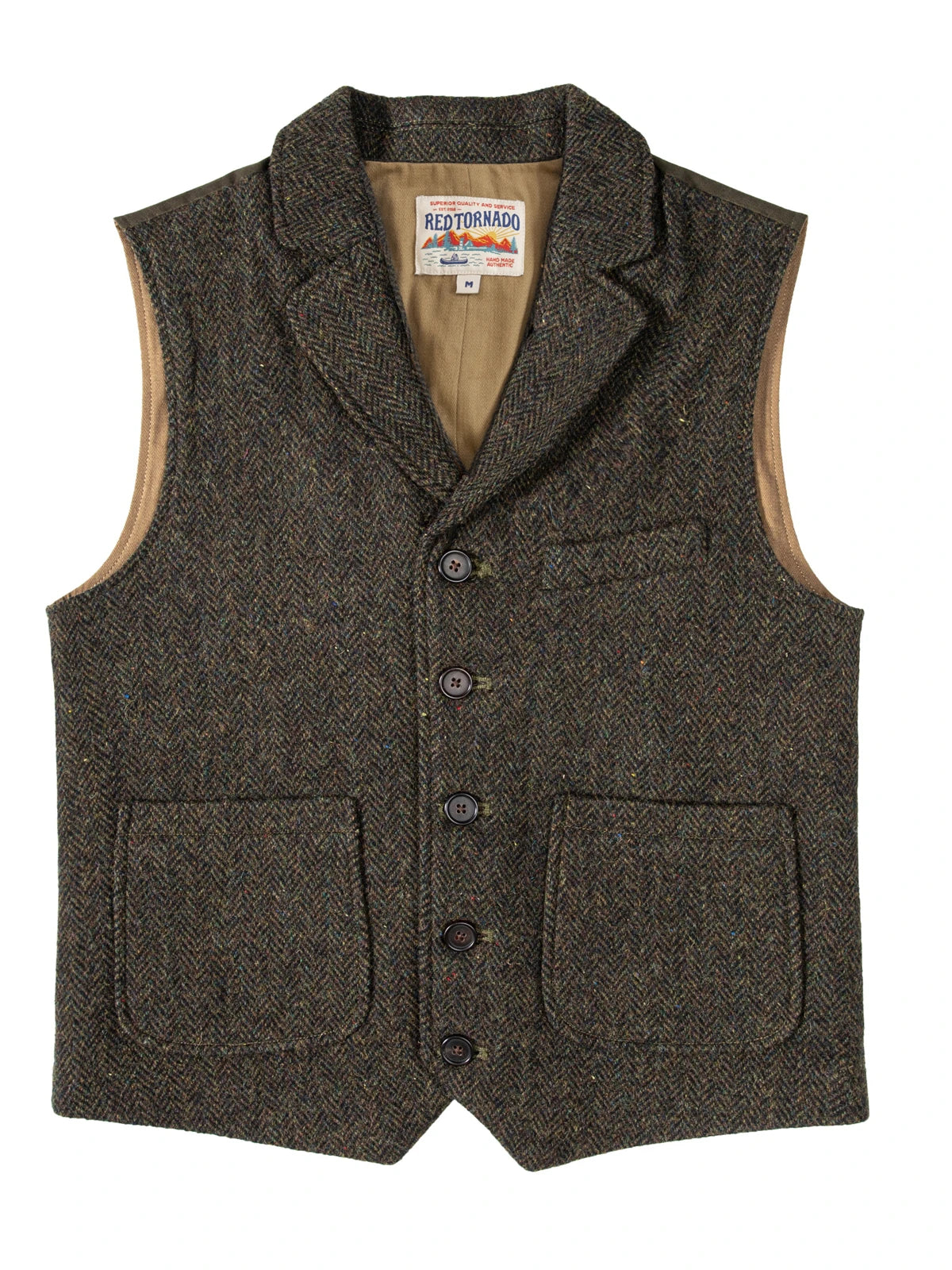 Herringbone Tweed Lapel Vest