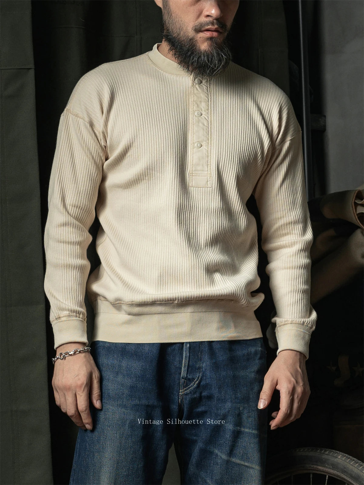 Ribbed Long Sleeve Henley